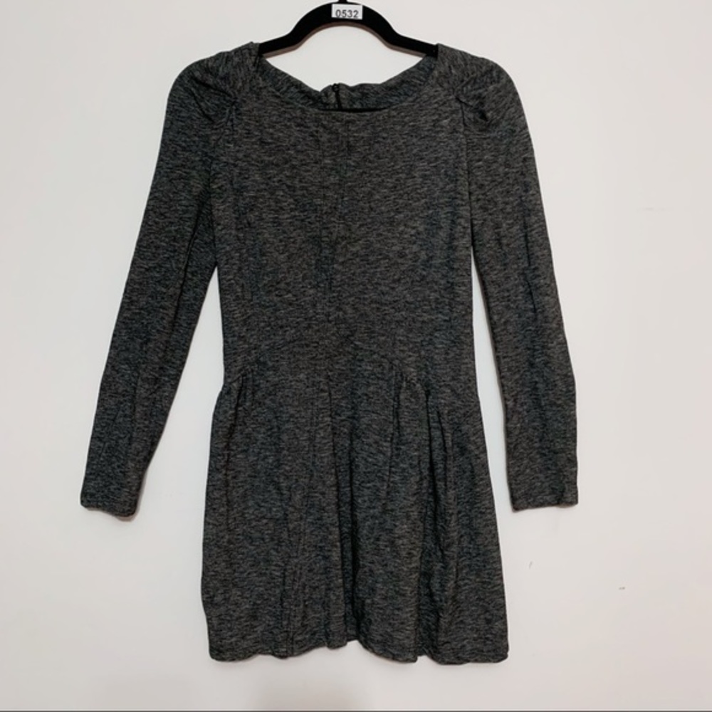Athe Vanessa Bruno Gray Wool Blend Long Sleeve Tunic Dress Size 2